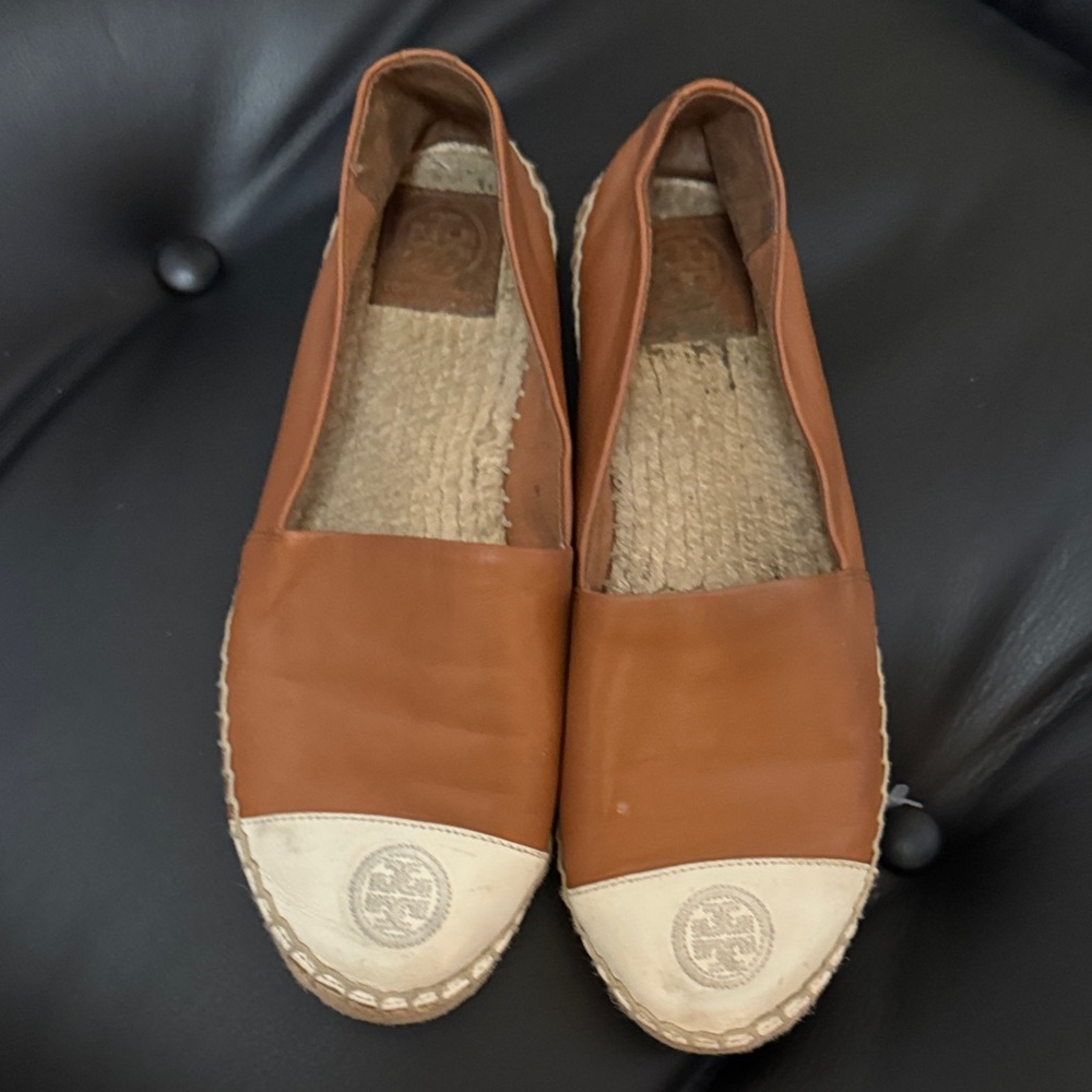 Tory Burch Tan and Cream Espadrilles